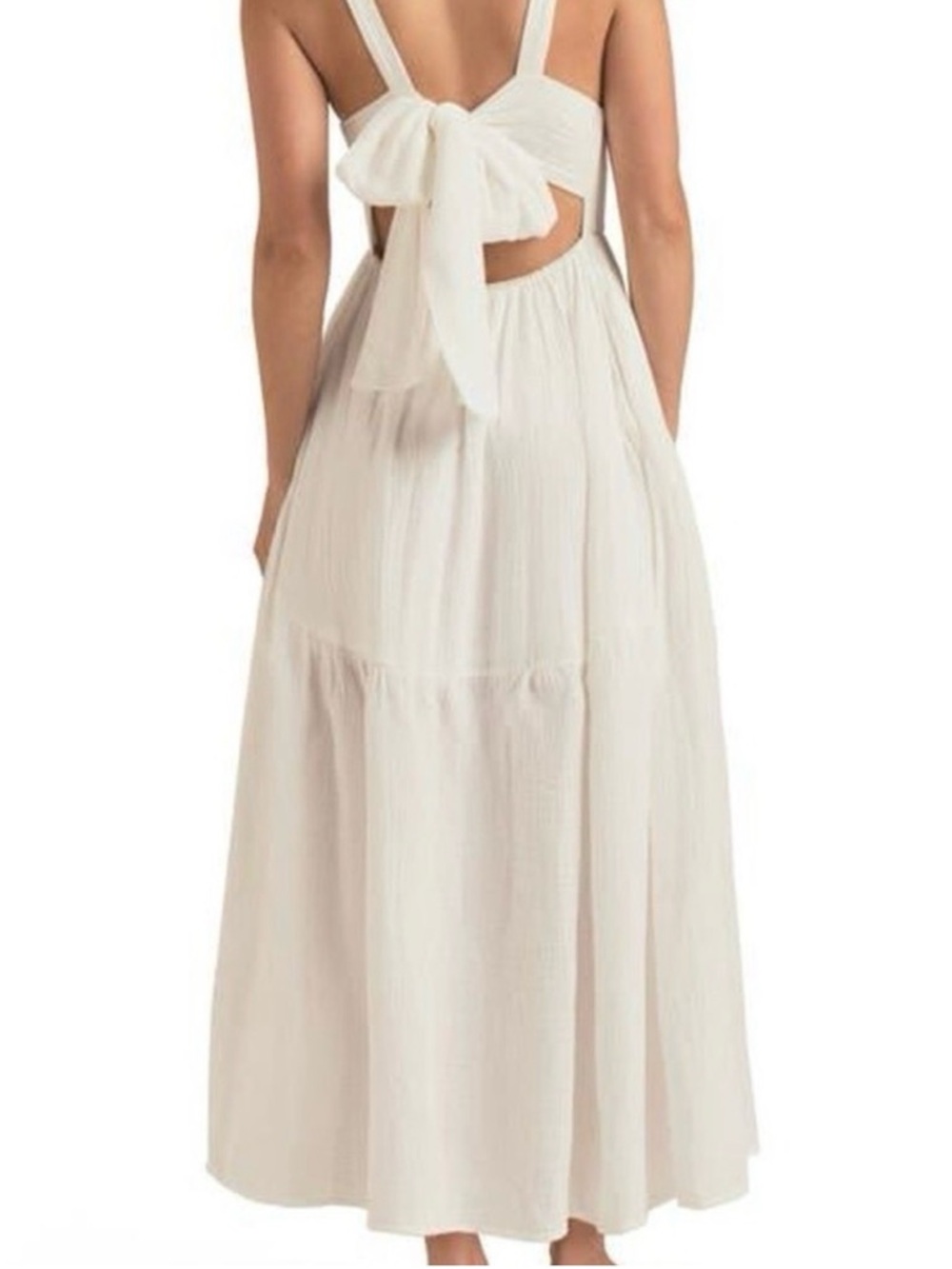 Favorite Daughter Cream Open-Back Maxi Dress with Bow